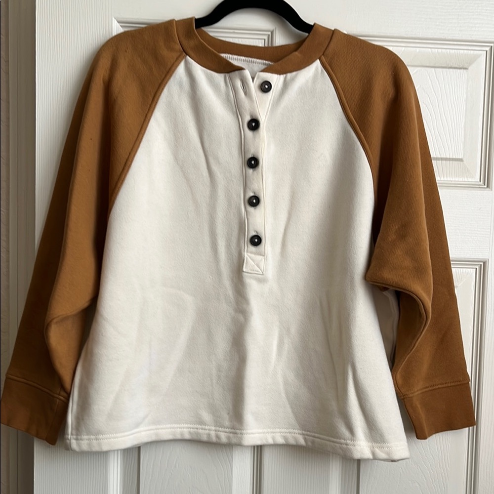 Madewell MWL Betterterry Henley Sweatshirt in Colorblock